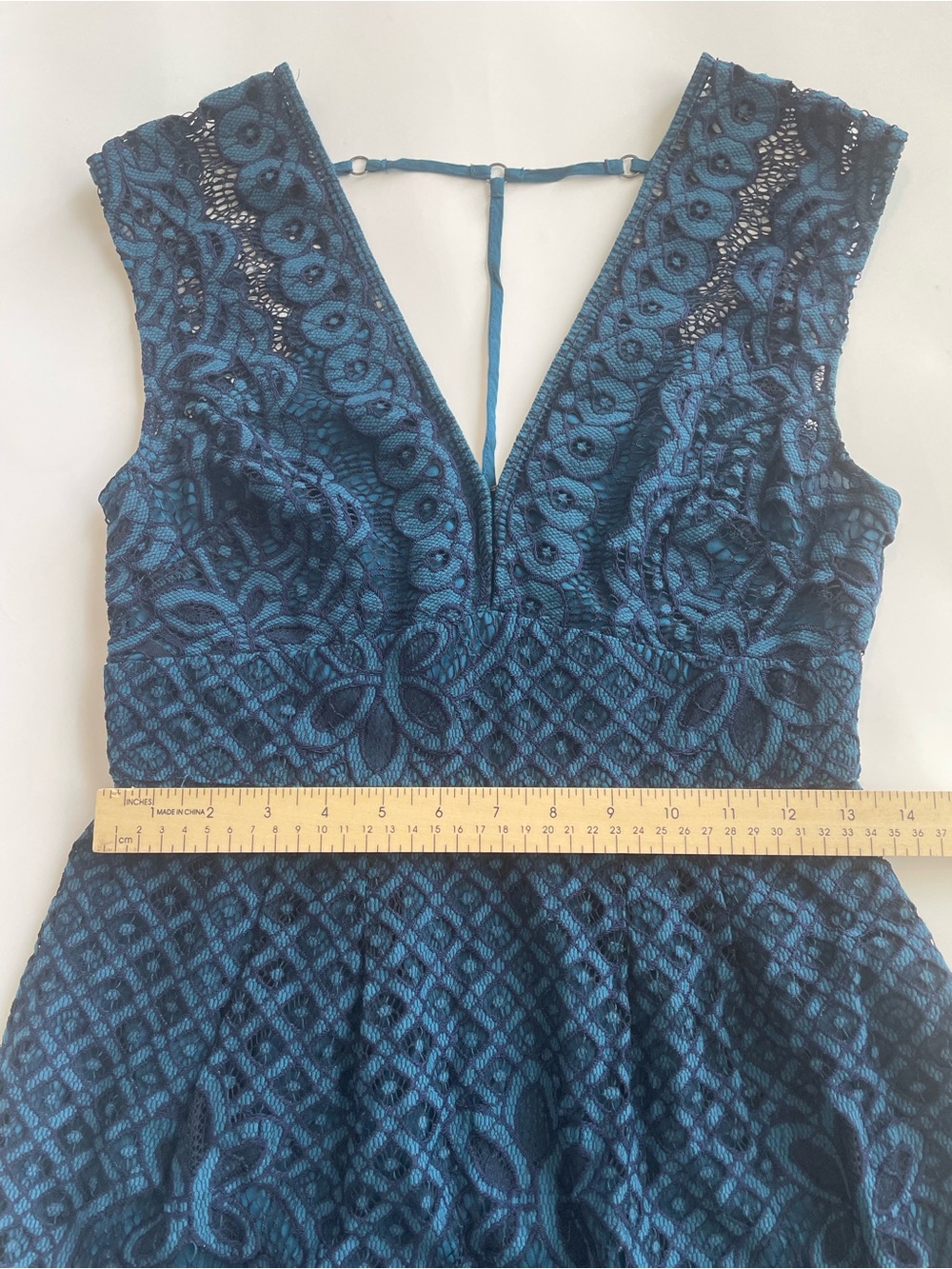 Free People Deep V-Neck Sapphire Blue Teal Lace Mini Dress Urban Outfitters T - Picture 12 of 15